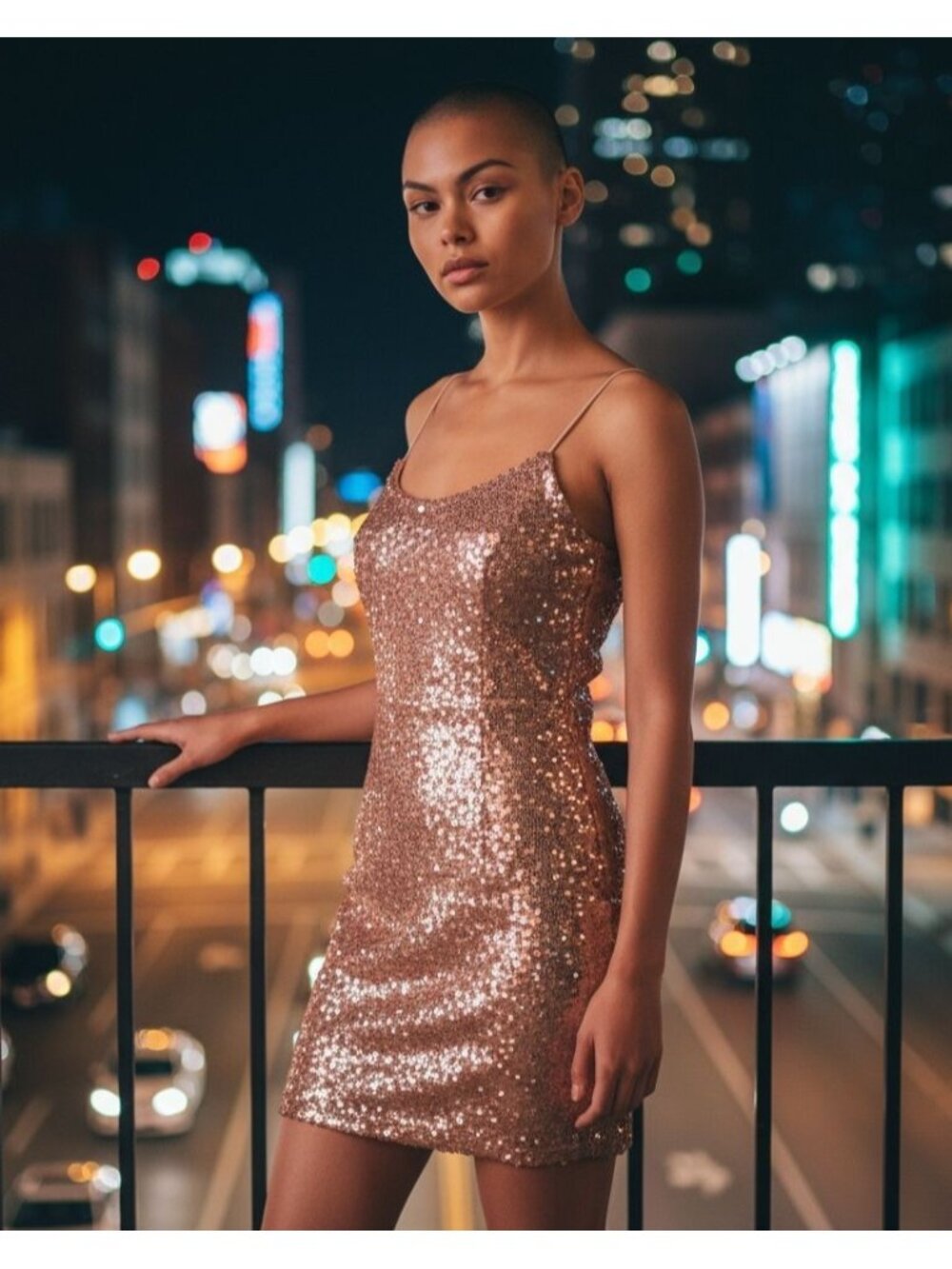 Lulus Bring It Rose Gold Sequin Bodycon Mini Dress Size M Holiday Party New Flaw